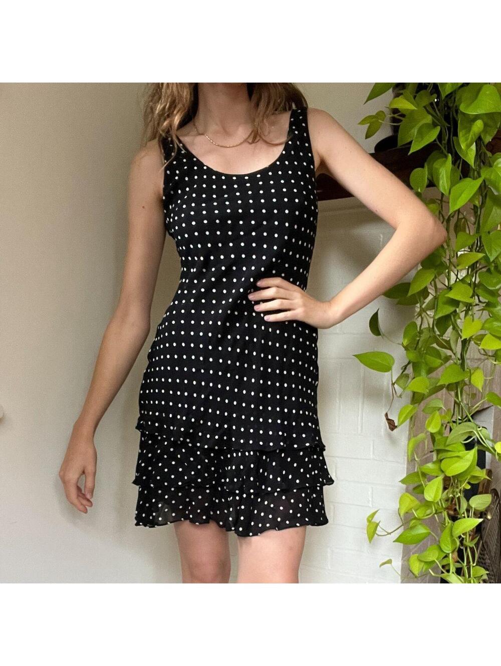 Vintage Polkadot Mini Dress with Ruffles
